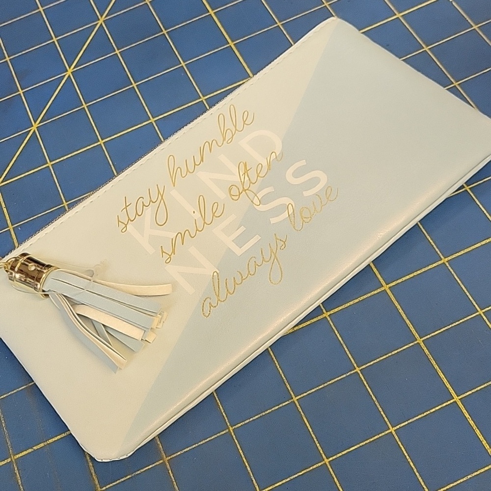 Kindness 2 Tone Blue 8x4 Pouch Zipper Bag New